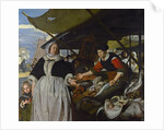 Adriana van Heusden and her Daughter at the New Fish market in Amsterdam, 1662 by Anonymous