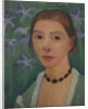 Self portrait in front of green background with blue irises, c. 1905 by Anonymous