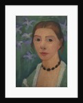 Self portrait in front of green background with blue irises, c. 1905 by Anonymous