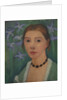 Self portrait in front of green background with blue irises, c. 1905 by Anonymous