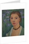 Self portrait in front of green background with blue irises, c. 1905 by Anonymous