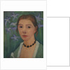 Self portrait in front of green background with blue irises, c. 1905 by Anonymous