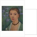 Self portrait in front of green background with blue irises, c. 1905 by Anonymous