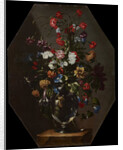 Carnations, dahlias and hyacinths in a vase, c. 1670 by Anonymous