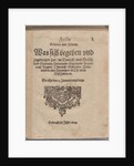 Aviso. Relation oder Zeitung. Title page of the first edition, 1609 by Anonymous