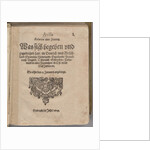 Aviso. Relation oder Zeitung. Title page of the first edition, 1609 by Anonymous