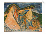Fehmarn Dunes With Bathers Under Japanese Umbrellas, 1913 by Anonymous