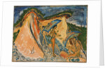 Fehmarn Dunes With Bathers Under Japanese Umbrellas, 1913 by Anonymous