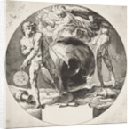 God creates heaven and earth from a sphere representing unformed chaos by Anonymous