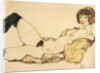 Lying nude with green stockings, 1917 by Anonymous