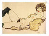 Lying nude with green stockings, 1917 by Anonymous