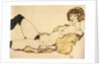 Lying nude with green stockings, 1917 by Anonymous