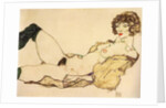Lying nude with green stockings, 1917 by Anonymous