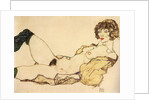 Lying nude with green stockings, 1917 by Anonymous