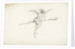 Monstrous witch on a broom, Mid of 17th cen by Anonymous