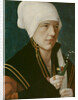 Portrait of a woman holding a Lily-of-the-Valley and a pansy, before 1520 by Anonymous