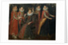 Portrait of five women with a dog and parrot, by Anonymous