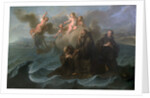 Saint Francis of Paola and his companions cross the strait to Messina on his cloak, 1723 by Anonymous