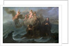 Saint Francis of Paola and his companions cross the strait to Messina on his cloak, 1723 by Anonymous