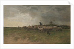 Shepherd with his flock, by Anonymous