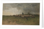 Shepherd with his flock, by Anonymous