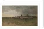 Shepherd with his flock, by Anonymous
