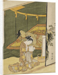 The Secret Love Letter (A young woman reading a love letter by candle light whilst another sleeps un by Anonymous