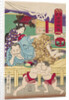 Two Sumo children  in Action in front of Tachibana Muneshige, 1861 by Anonymous