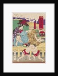 Two Sumo children  in Action in front of Tachibana Muneshige, 1861 by Anonymous