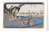 Two wrestlers crossing the Okitsu River near Okitsu, 1830s by Anonymous