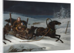 Sleigh of a Russian family pursued by wolves, 1830s by Anonymous
