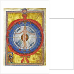 The Cosmic Spheres and Human Being. (Vision from Liber Divinorum Operum), ca 1220-1230 by Anonymous
