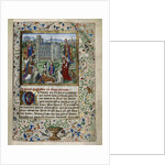 Margaret of York praying in front of the Cathedral of St. Gudula in Brussels, c. 1467-1469 by Anonymous