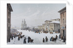 Okhotny Ryad Street (Hunting Row) and the Assembly of the Nobility House in Moscow, 1840s by Anonymous