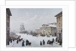 Okhotny Ryad Street (Hunting Row) and the Assembly of the Nobility House in Moscow, 1840s by Anonymous