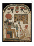 The harpists stele. Djedkhonsuefankh, High Priest of Amun plays and sings before Ra-Horakhty, 1069- by Anonymous