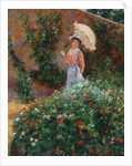 Young woman in a garden, c. 1890 by Anonymous