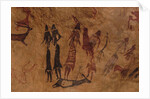 The dancers of Cogul. Cave painting from the Roca de los Moros (Roca dels Moros) by Anonymous
