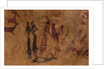 The dancers of Cogul. Cave painting from the Roca de los Moros (Roca dels Moros) by Anonymous