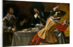 The Three Musketeers sitting at a table, c.1630 by Anonymous