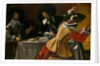 The Three Musketeers sitting at a table, c.1630 by Anonymous