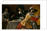 The Three Musketeers sitting at a table, c.1630 by Anonymous
