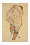 Female Nude Pulling up Stockings, Back View, 1918 by Anonymous