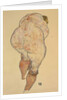 Female Nude Pulling up Stockings, Back View, 1918 by Anonymous