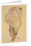 Female Nude Pulling up Stockings, Back View, 1918 by Anonymous