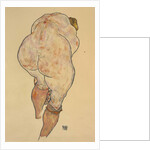 Female Nude Pulling up Stockings, Back View, 1918 by Anonymous
