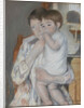 Femme et enfant devant une tablette où sont posés un broc et une cuvette, c. 1889 by Anonymous