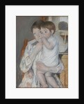 Femme et enfant devant une tablette où sont posés un broc et une cuvette, c. 1889 by Anonymous