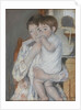 Femme et enfant devant une tablette où sont posés un broc et une cuvette, c. 1889 by Anonymous