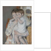Femme et enfant devant une tablette où sont posés un broc et une cuvette, c. 1889 by Anonymous